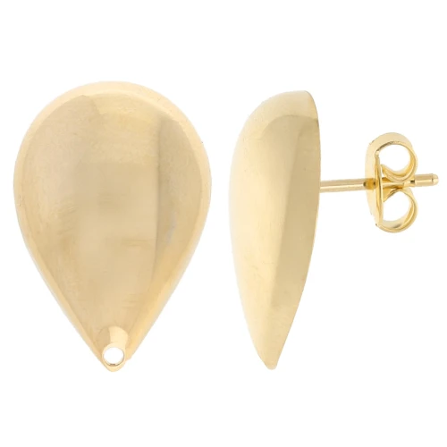 Orecchini tondi a goccia 22x14,5 mm - Dorato con oro fino x2