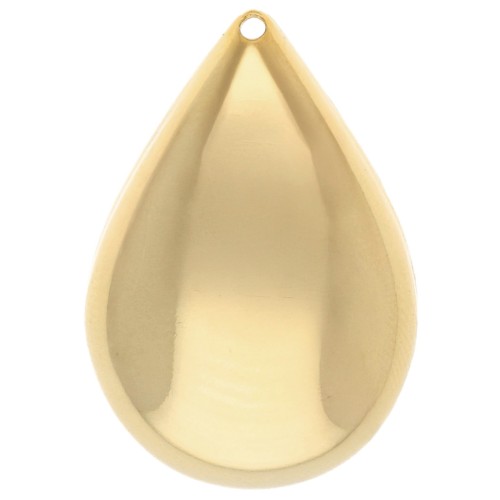 Pendente a goccia bombato 30x20 mm - Dorato con oro fino x1