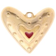 Pendente a cuore 22x24 mm in resina epossidica - Dorato con oro fino - Rosso x1|raw }}