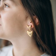 Pendente a cuore 22x24 mm in resina epossidica - Dorato con oro fino - Rosso x1