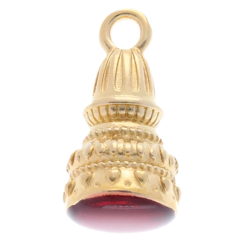 Pendente etnico 28x13 mm in resina epossidica - Dorato con oro fino - Rosso x1
