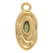 Ciondolo ovale irregolare 18x8 mm in resina epossidica - Dorato con oro fino - Verde chiaro|raw }}