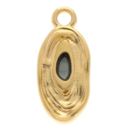 Ciondolo ovale irregolare 18x8 mm in resina epossidica - Dorato con oro fino - Grigio x1
