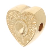 Perla cuore Striato 10x9 mm con tondo in resina epossidica - Dorato con oro fino - Verde pallido