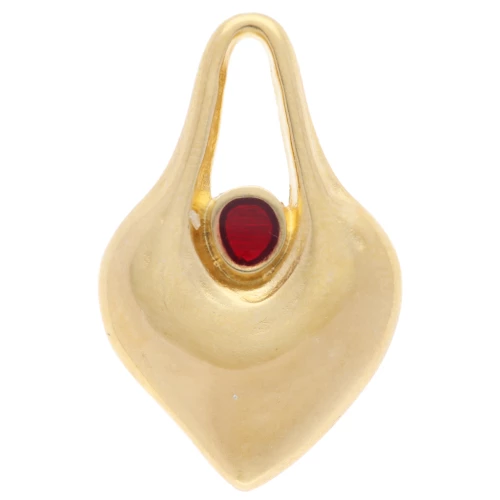 Pendente a cuore martellato 24x15 mm in resina epossidica - Dorato con oro fino - Rosso x1