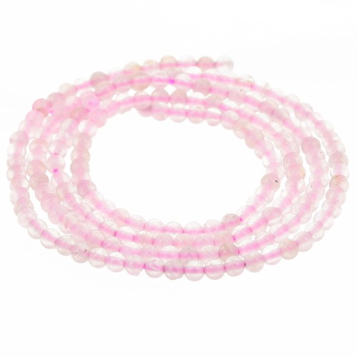 Perline di pietra semipreziosa rotonda da 2 mm - Quarzo rosa x38 cm