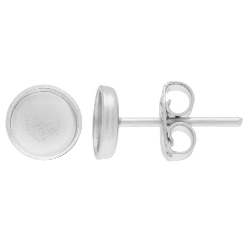 Orecchini perno per cabochon flat back 6 mm - Argento x2