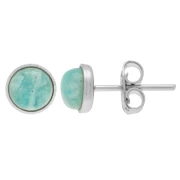 Orecchini perno per cabochon flat back 6 mm - Argento x2