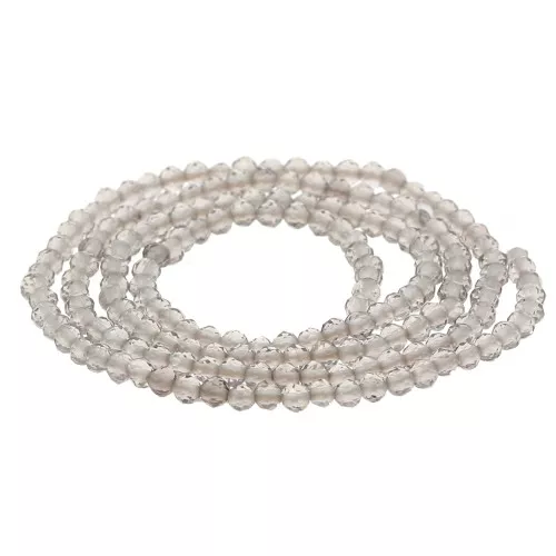 Perle di pietra semipreziosa tonda sfaccettata 2 mm - Quarzo fumé x38 cm