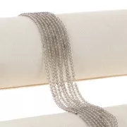 Perle di pietra semipreziosa tonda sfaccettata 2 mm - Quarzo fumé x38 cm