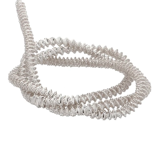 Bobina a spirale riccia da 3,4 mm per ricamo - creazione di spille - Argento x3