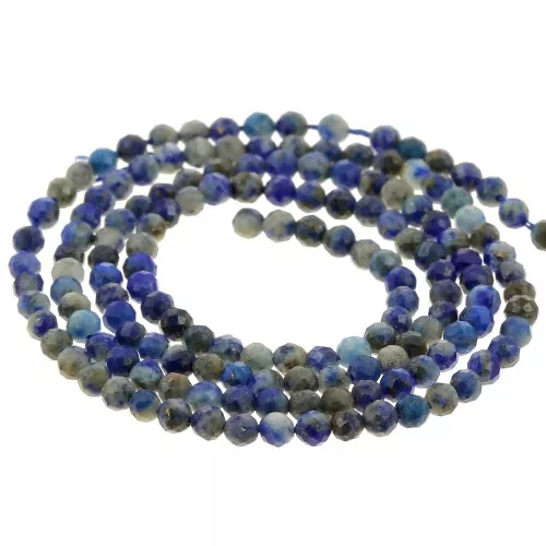 Perline tonde sfaccettate in pietra semipreziosa 2,5 mm - Lapislazzuli x38cm