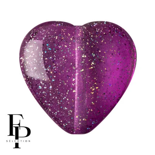 Perla di vetro a cuore 16x15 mm - Costellazione trasparente Ametista x1