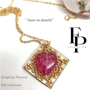 Perla di vetro a cuore 16x15 mm - Costellazione trasparente Ametista x1