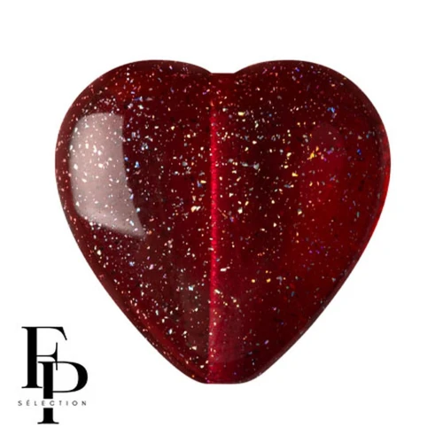 Perla di vetro a cuore 16x15 mm - Costellazione trasparente Granato x1