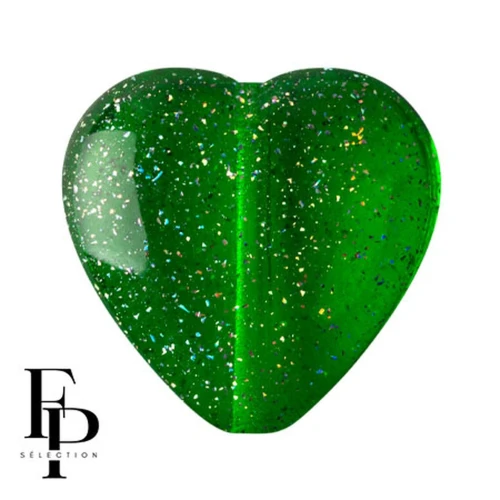 Perla di vetro a cuore 16x15 mm - Verde Costellazione trasparente x1