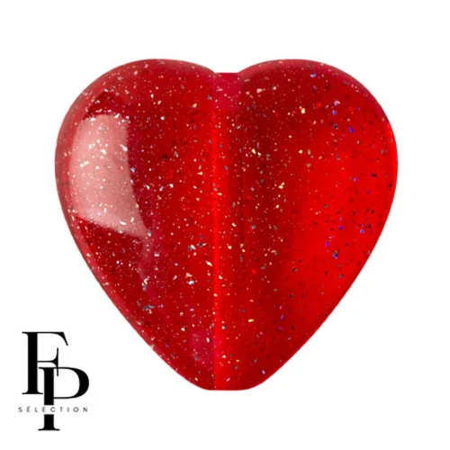 Perla di vetro a cuore 16x15 mm - Trasparente Constellation Red x1