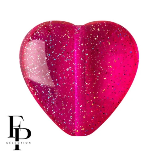 Perla di vetro a cuore 16x15 mm - Costellazione trasparente Rosa Fucsia x1