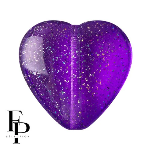 Perla di vetro a cuore 16x15 mm - Trasparente Costellazione Viola x1