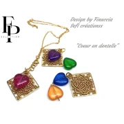 Perla di vetro a cuore 16x15 mm - Trasparente Costellazione Viola x1