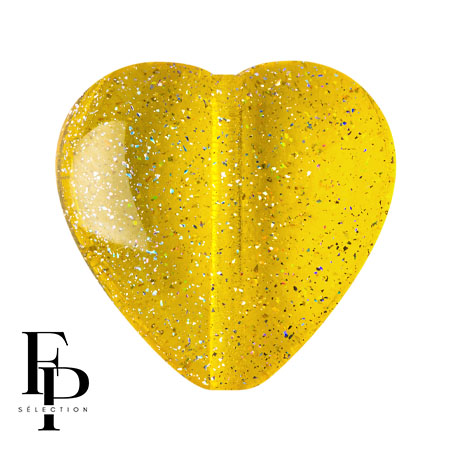 Perla di vetro a cuore 16x15 mm - Trasparente Constellation Yellow x1