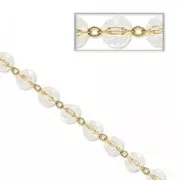 Catena con perle sfaccettate 4 mm Crystal/ottone x 50cm