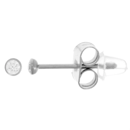 Orecchini tondi da 2 mm con ossido di zirconio - acciaio inossidabile 304L x2
