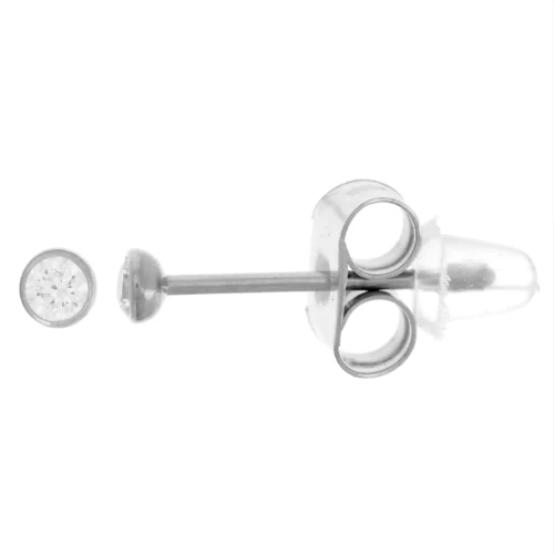 Orecchini tondi da 2,5 mm con ossido di zirconio - acciaio inossidabile 304L x2