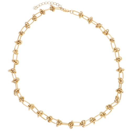 Collana a maglie fantasia con effetto nodo da 7,5 mm - Acciaio inossidabile 304L Dorato x46cm