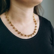 Collana a maglie fantasia con effetto nodo da 7,5 mm - Acciaio inossidabile 304L Dorato x46cm