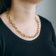 Forzatina 8,3 mm a maglia alternata - Acciaio inossidabile 304L Dorato x46cm