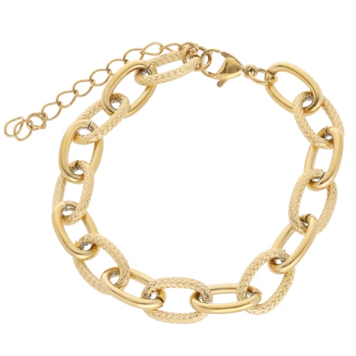 Forzatina 8,7 mm bracciale a maglie alternate - Acciaio inossidabile 304L Dorato x17cm