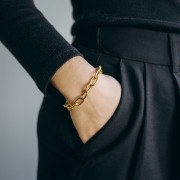 Forzatina 8,7 mm bracciale a maglie alternate - Acciaio inossidabile 304L Dorato x17cm