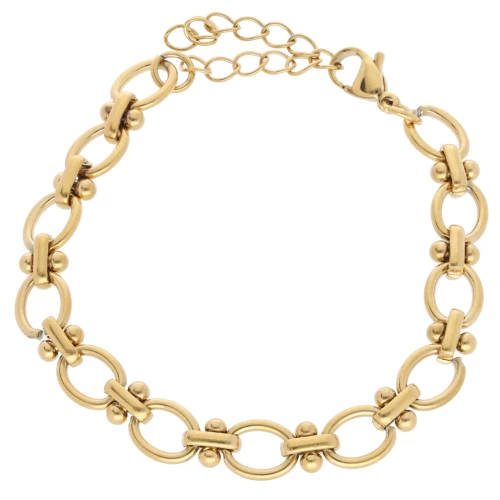 Bracciale a maglie fantasia da 7,5 mm - Acciaio inossidabile 304L Dorato x16cm