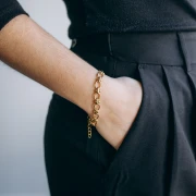 Bracciale a maglie fantasia da 7,5 mm - Acciaio inossidabile 304L Dorato x16cm