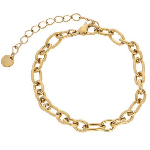 Forzatina Bracciale a maglie alternate da 5,7 mm - Acciaio inossidabile 304L Dorato x16 cm