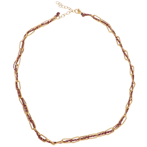 Collana a maglie rettangolari da 6 mm e fili intrecciati in acciaio inossidabile 304L Dorato - Viola x45cm