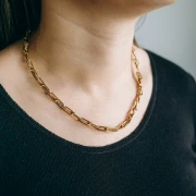 Collana a maglie rettangolari da 6 mm e fili intrecciati in acciaio inossidabile 304L Dorato - Viola x45cm