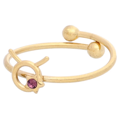 Anello regolabile segno zodiacale - Toro - Acciaio inossidabile Dorato 304L - Viola x1