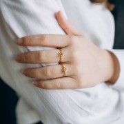 Anello regolabile segno zodiacale - Toro - Acciaio inossidabile Dorato 304L - Viola x1