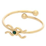 Anello regolabile Segno zodiacale - Acquario - Acciaio inossidabile Dorato 304L - Smeraldo x1|raw }}