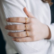 Anello regolabile segno zodiacale - Cancro - Acciaio inossidabile Dorato 304L - Giacinto x1