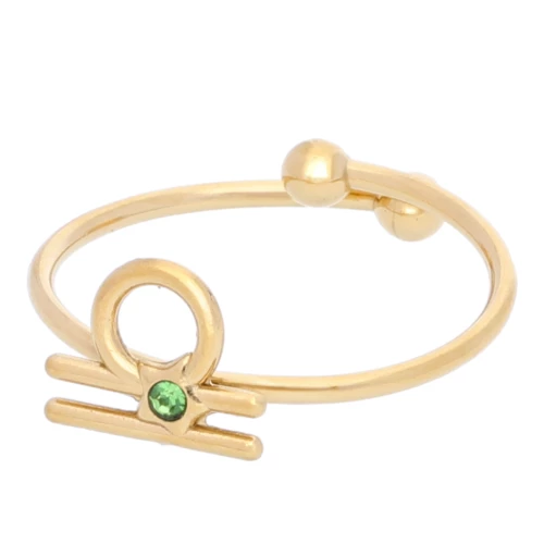 Anello regolabile segno zodiacale - Bilancia - Acciaio inossidabile Dorato 304L - Peridoto x1