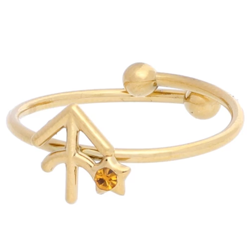 Anello regolabile segno zodiacale - Sagittario - Acciaio inossidabile Dorato 304L - Topazio x1
