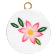 Ciondolo rotondo da 10 mm con stampa UV - Fiore - Acciaio inossidabile 304L Dorato - Rosa - Bianco