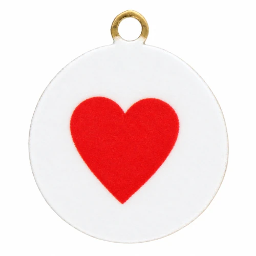 Ciondolo rotondo da 10 mm con stampa UV - Cuore - Acciaio inossidabile 304L Dorato - Rosso - Bianco