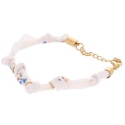 Bracciale in tessuto a fiori legati con 3 anelli - Acciaio inossidabile 304L Dorato - Avorio x18cm|raw }}