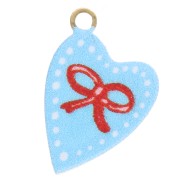 Ciondolo a cuore 12x8 mm stampato UV - Fiocco - Acciaio inossidabile 304L Dorato - Blu - Rosso|raw }}