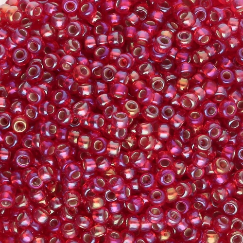 Rocaille Miyuki 11/0 1010 - Rosso fiamma AB Argento foderato x8g