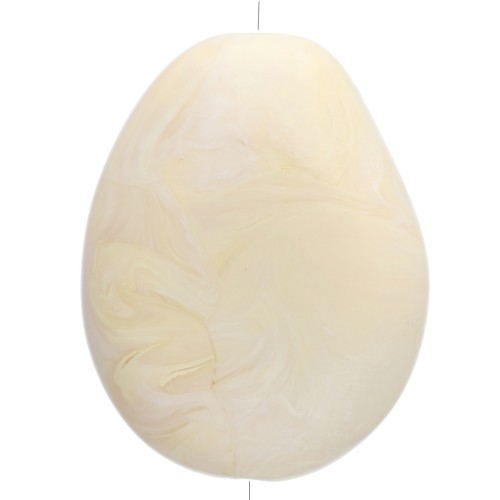 Perla piatta irregolare 25x20 mm in resina opaca - Crema marmorizzata x1
